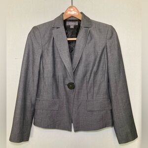 Liz Claiborne 🟣 EUC Size 4 Petite Gray One Button Blazer Jacket